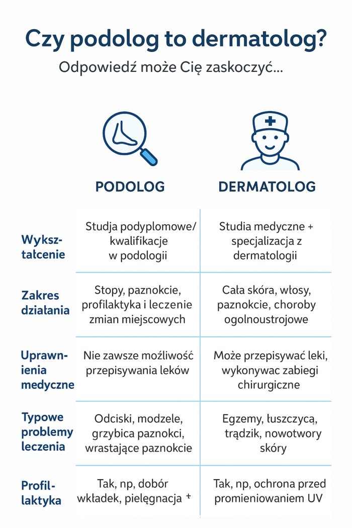 infografika podolog a dermatolog różnice